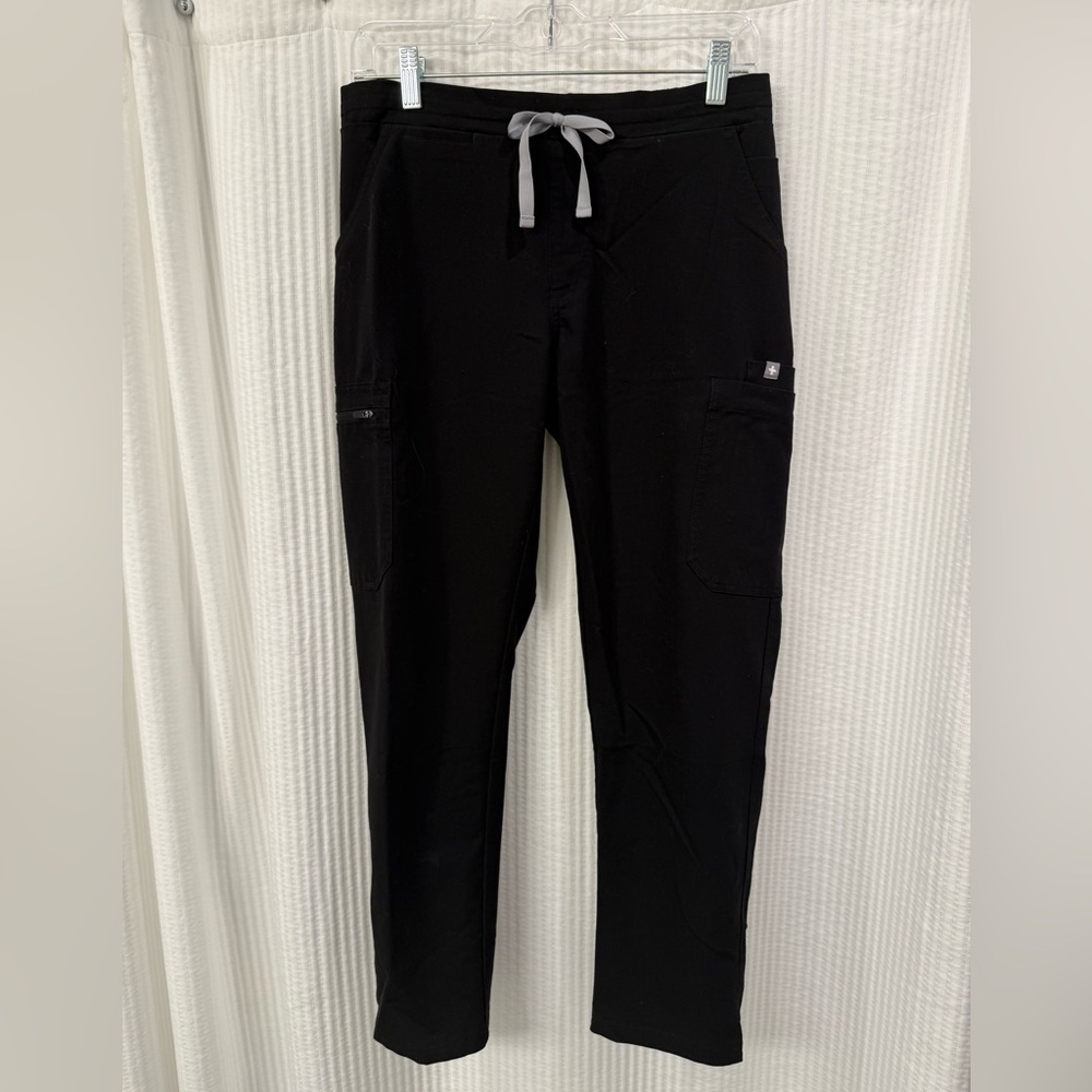 Figs Black Women's Pants with Gray Drawstring
